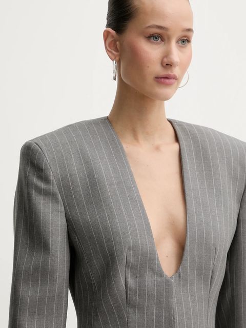 La Mania marynarka wełniana SELVIE kolor szary jednorzędowa wzorzysta SELVIE