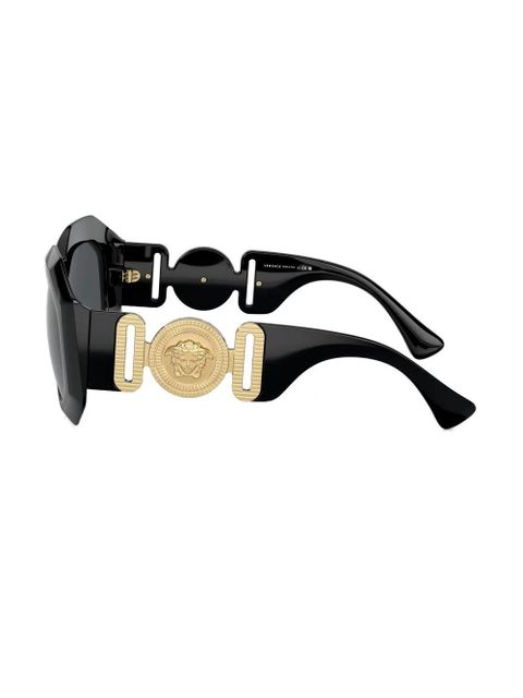 Versace Eyewear Medusa-plaque geometric sunglasses - Black