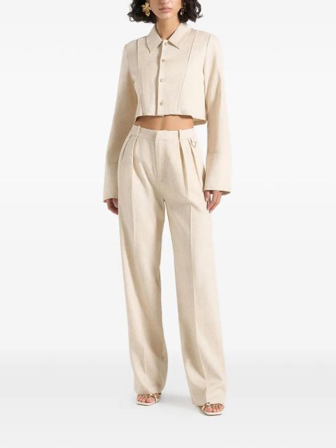 Manière De Voir Florine contour-piped cropped shirt - Neutrals
