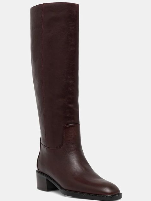 Jeffrey Campbell kozaki skórzane LADA damskie kolor bordowy na płaskim obcasie U321-N01-003 - zdjęcie produktu nr 1