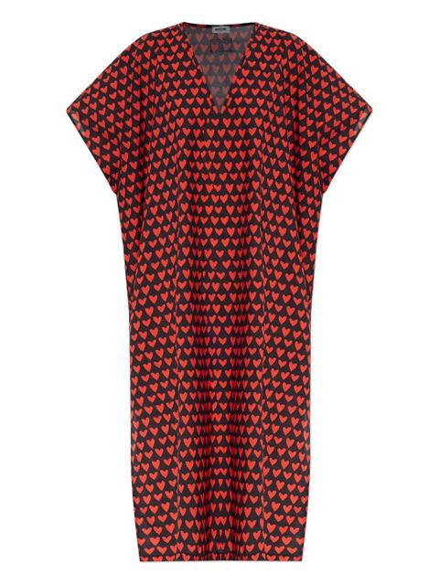 Moschino heart-print V-neck midi dress - Black - zdjęcie produktu nr 1