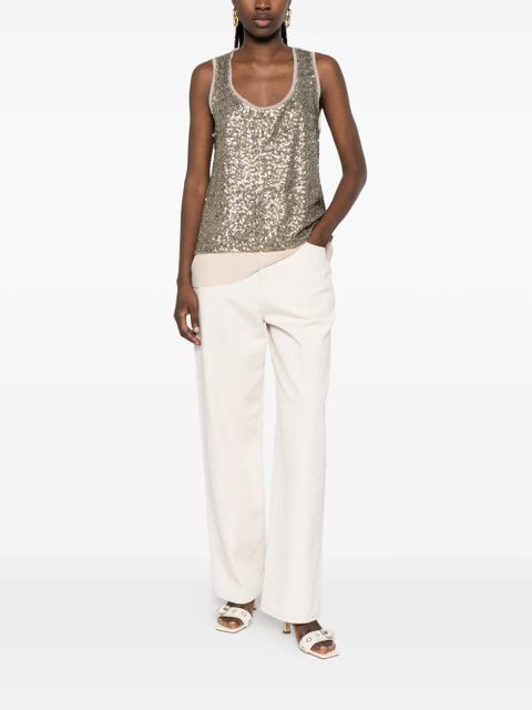 PINKO sequin-embellished layered top - Gold - zdjęcie produktu nr 2