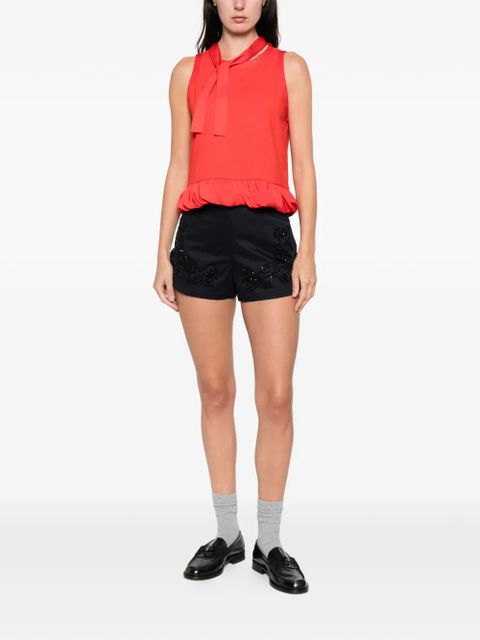 SANDRO ruffled crew neck top - Red - zdjęcie produktu nr 2
