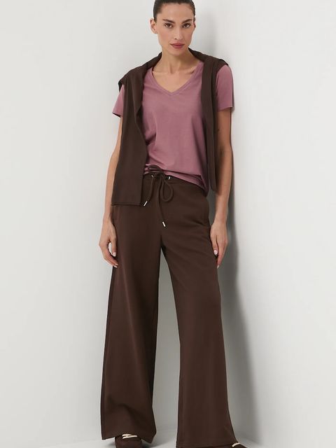 Medicine spodnie dresowe damskie kolor brązowy szerokie medium waist - zdjęcie produktu nr 1