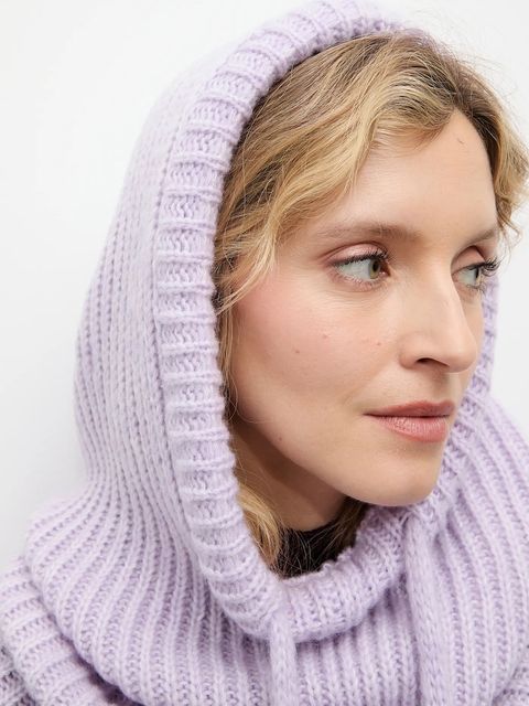 Answear.LAB kominiarka z wełną merino kolor fioletowy