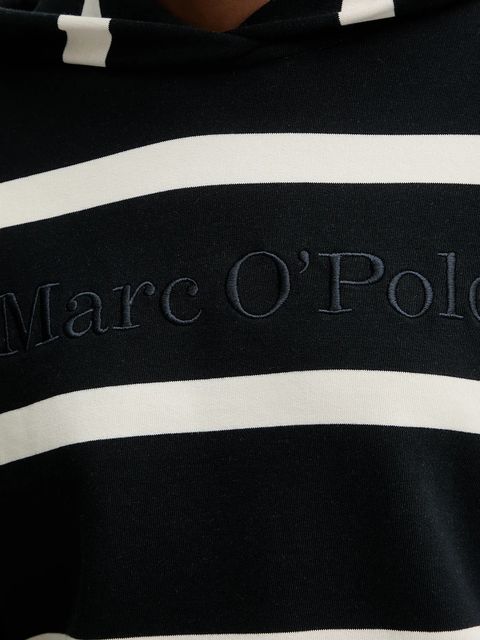Marc O'Polo bluza bawełniana damska kolor beżowy z kapturem wzorzysta 600407354041