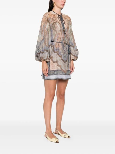 ZIMMERMANN Wanderlust tie-neck mini dress - Blue - zdjęcie produktu nr 2