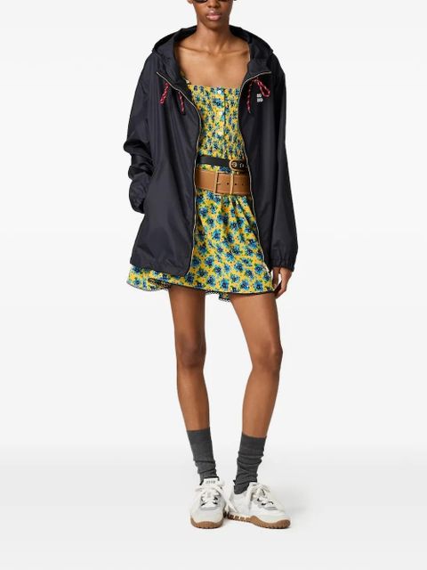 Miu Miu drawstring-hood zip-up jacket - Black - zdjęcie produktu nr 2