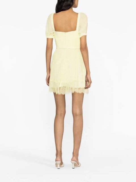 Self-Portrait chiffon lace-detail minidress - Yellow
