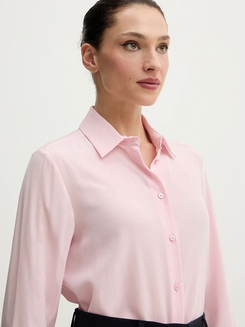Weekend Max Mara koszula jedwabna CURVONE damska kolor różowy regular z kołnierzykiem klasycznym 2615111121600