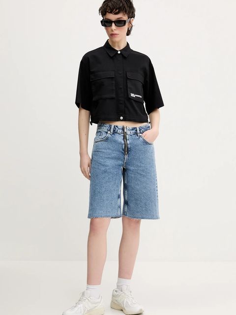 Karl Lagerfeld Jeans koszula damska kolor czarny relaxed z kołnierzykiem klasycznym A2W11001