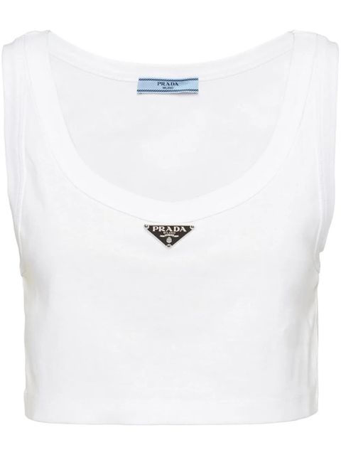 Prada triangle-logo crop top - White - zdjęcie produktu nr 1