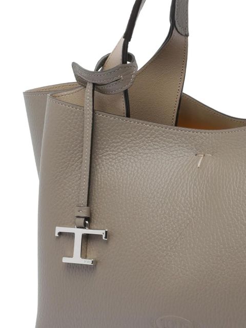 Tod's T-logo leather tote bag - Grey