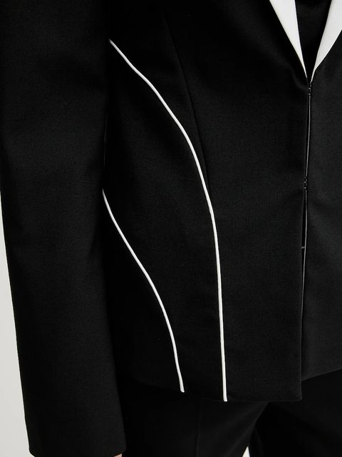 Karl Lagerfeld marynarka z domieszką wełny kolor czarny jednorzędowa wzorzysta A3W14039