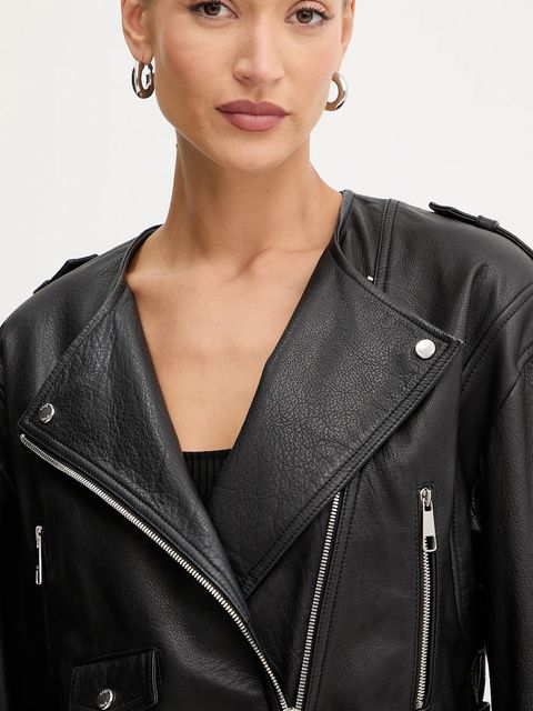 BOSS Orange ramoneska skórzana kolor bordowy przejściowa 50543026