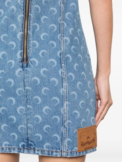 Marine Serre Crescent-Moon-print mini dress - Blue