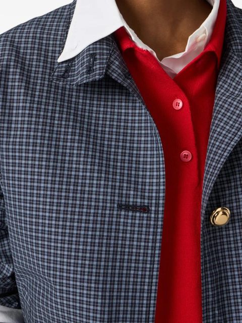 Miu Miu check-pattern oversized jacket - Blue