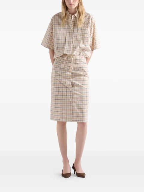Prada embroidered checked poplin top - Neutrals - zdjęcie produktu nr 1