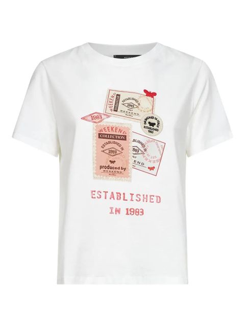 Weekend Max Mara postage-print cotton T-shirt - White - zdjęcie produktu nr 1