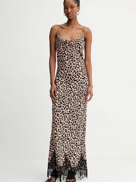 Never Fully Dressed sukienka kolor brązowy maxi prosta - zdjęcie produktu nr 1