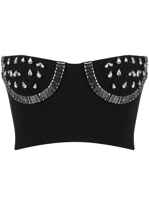 AREA crystal-embellished bustier top - Black - zdjęcie produktu nr 1