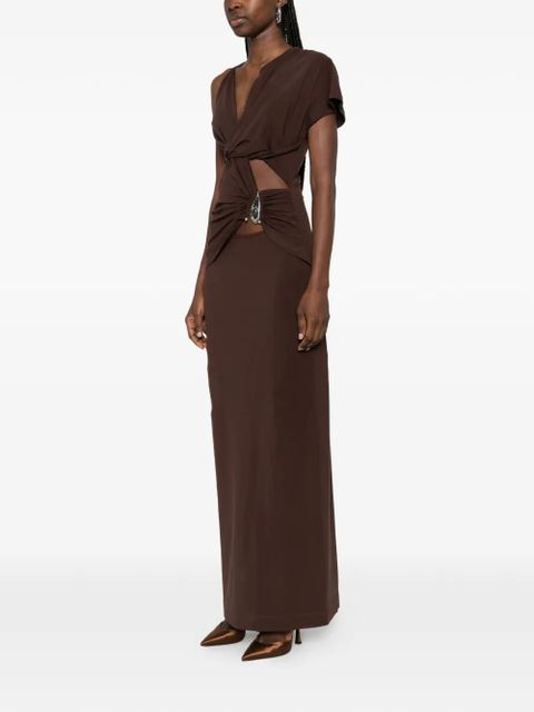 Christopher Esber crystal-pendant twisted maxi dress - Brown