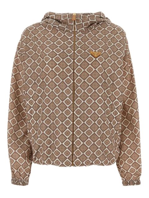 Prada geometric-print hooded jacket - Neutrals - zdjęcie produktu nr 1