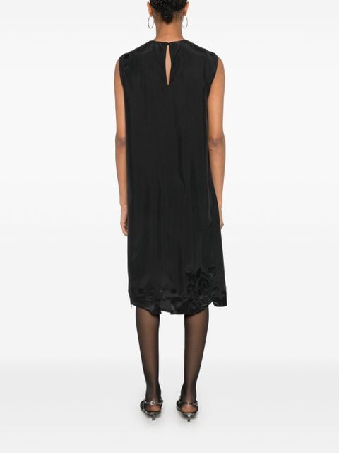 Prada floral-appliqué midi dress - Black