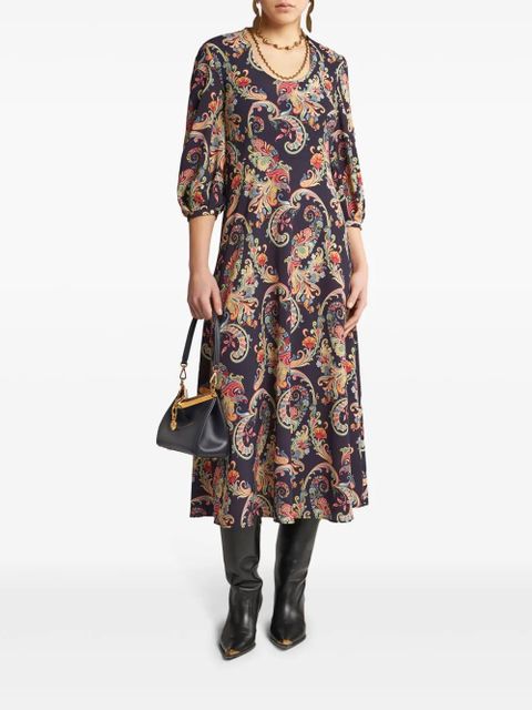 ETRO paisley-print midi dress - Blue