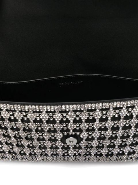 Self-Portrait Crystal shoulder bag - Black