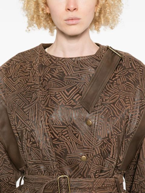 ISABEL MARANT Erine patterned belted jacket - Brown