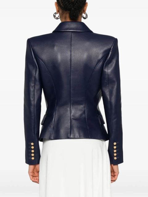 Balmain leather 6-button blazer - Blue