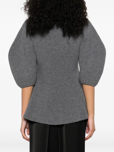 Róhe puffed-sleeve knitted top - Grey