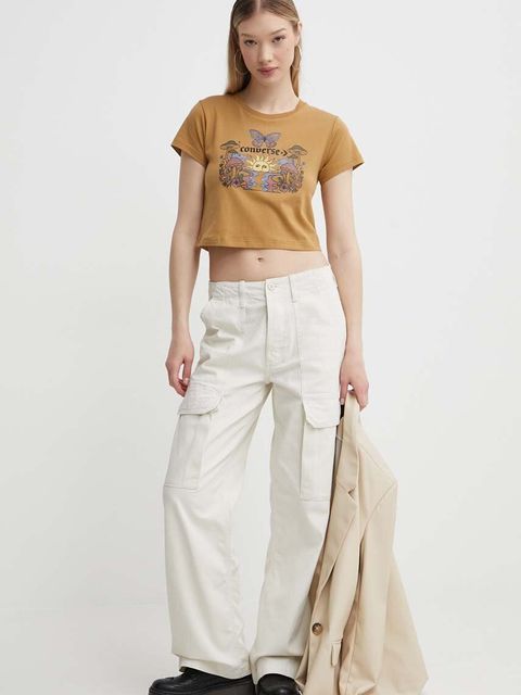 Converse t-shirt bawełniany damski kolor brązowy