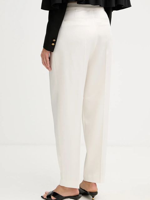 BOSS spodnie damskie kolor beżowy proste high waist 50548218