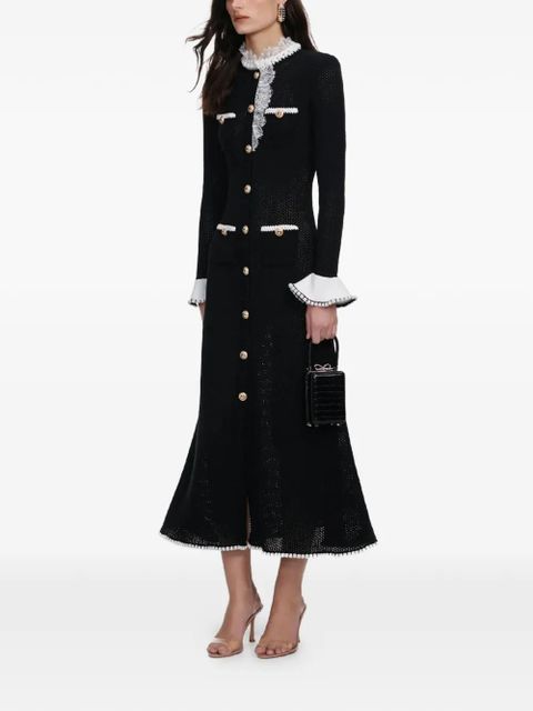 Self-Portrait lace collar button midi dress - Black - zdjęcie produktu nr 2