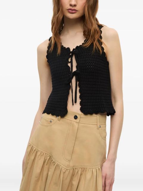 GANNI crochet-knit top - Black