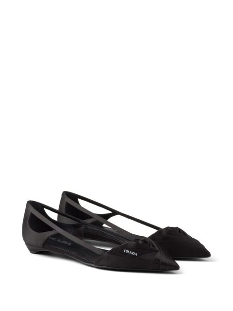 Prada satin-finish cut-out ballerina shoes - Black