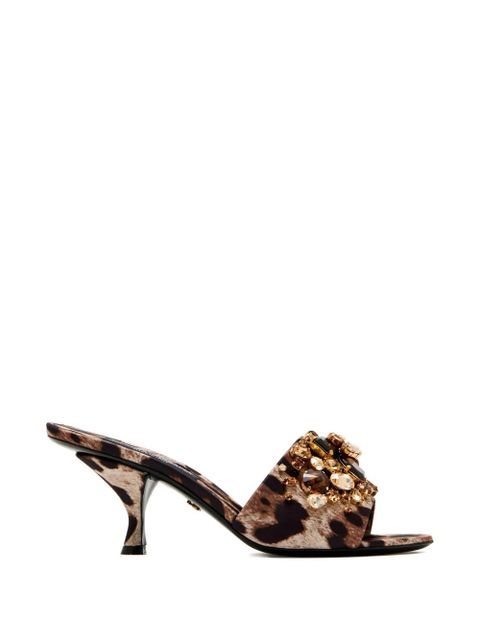 Dolce & Gabbana leopard jewelled sandals - Brown - zdjęcie produktu nr 1