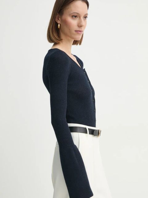 Herskind kardigan wełniany Liw kolor granatowy lekki 5434825