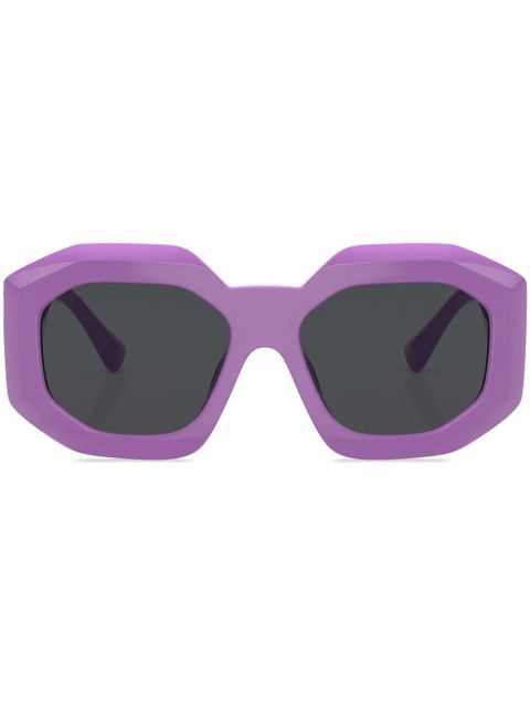 Versace Eyewear logo-plaque geometric-frame sunglasses - Purple - zdjęcie produktu nr 1