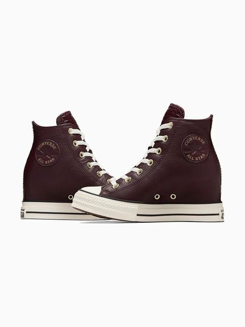Converse trampki skórzane Chuck Taylor All Star Wedge damskie kolor brązowy A12349C