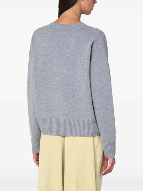 AMI Paris logo-embroidered V-neck sweater - Grey