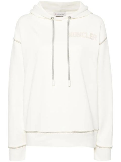 Moncler logo-embroidered hoodie - Neutrals - zdjęcie produktu nr 1
