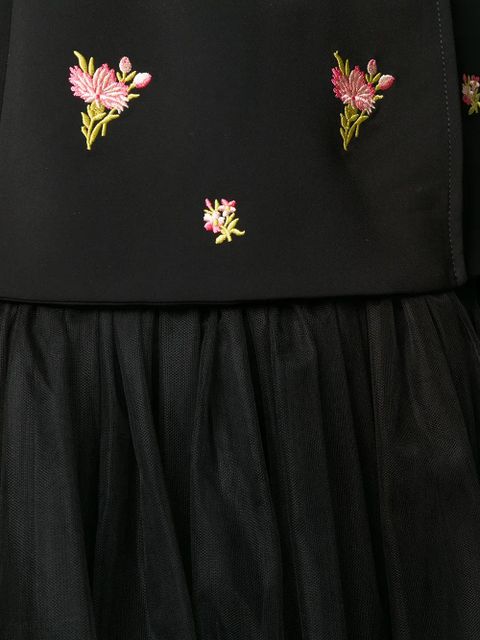 Moschino tulle skirt floral embroidered dress - Black