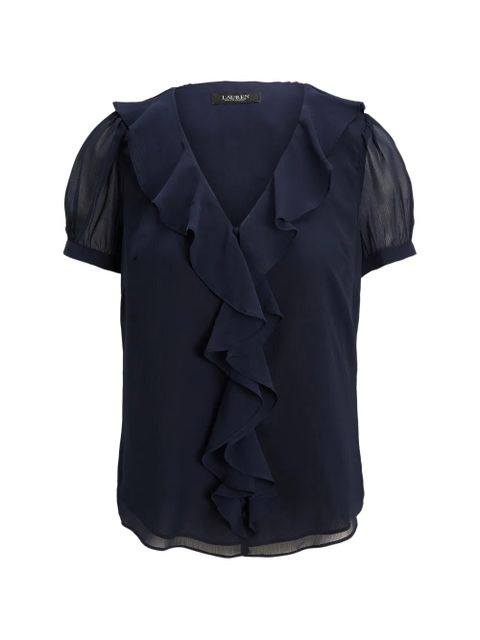 Lauren Ralph Lauren ruffled V-neck blouse - Blue - zdjęcie produktu nr 1