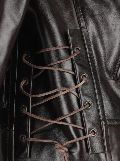 Saint Laurent belted leather jacket - Brown