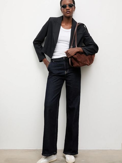 Answear.LAB marynarka kolor granatowy jednorzędowa