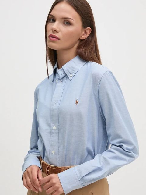 Polo Ralph Lauren koszula damska kolor niebieski regular z kołnierzykiem klasycznym 211941520 - zdjęcie produktu nr 1