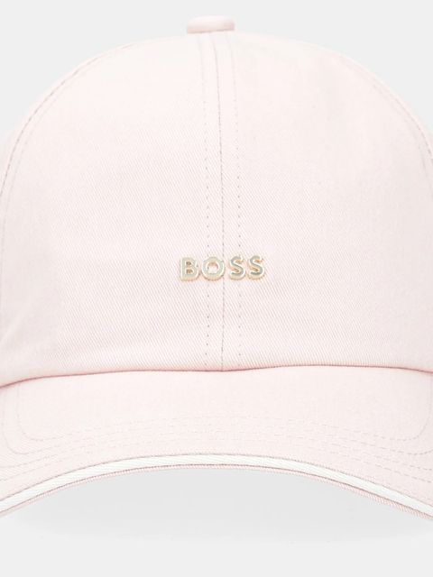 BOSS czapka z daszkiem bawełniana kolor różowy z aplikacją 50533367 - zdjęcie produktu nr 2